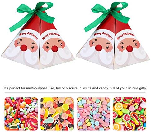 Nuobesty 20 парчиња Божиќни бонбони кутии, Дедо Мраз хартија слатки торби, кутии, торби за одмор за хартија за хартија за кутии за