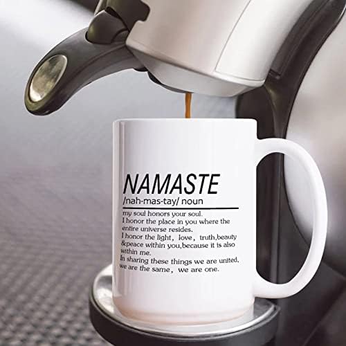 Yelolyio namaste кафе кригла Божиќни подароци, Намасте дефиниција кафе чаша, смешен подарок за Намаст, 15 мл. Новина керамички чаши