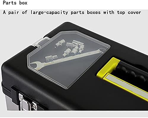 Кутија за алатки Langca, складирање со двослојни, кутија со алатки од не'рѓосувачки челик со рачка, кутија за хардвер електричар, кутија
