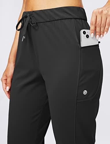 G Постепени женски џогери панталони со џебови со патенти се протегаат со затегнати атлетски џогери за жени салон, џогирање, тренингот