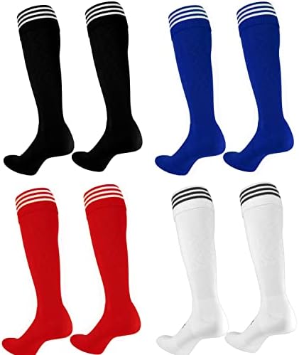 Зенда деца фудбалски чорапи 4 пакувања момчиња девојчиња памучни екипи чорапи тинејџери деца фудбалски чорапи