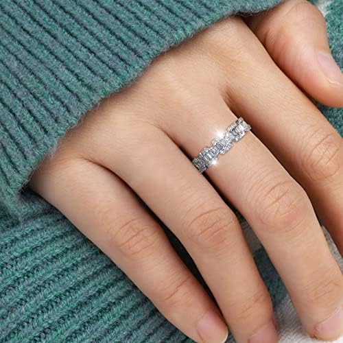Едноставни прстени сребрени свадбени прстени за жени сребрен ланец Hollow rhinestone прстен геометриски облик rhinestone прстен сребрени линии