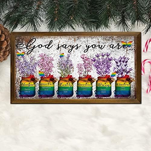 ЛГБТ религиозно инспиративно врамено дрво знаци Господ вели дека сте дрво блок плакета Гроздобер гордост бисексуална wallидна уметност