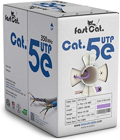Брза Мачка. Cat5e Етернет Кабел 1000ft - 24 AGG, CMR, Изолирани Голи Бакарна Жица Мачка 5 Етернет Кабел со FastReel-350MHZ / Гигабит
