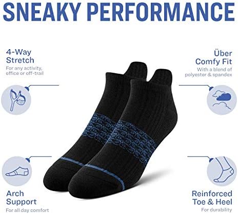 Пар на крадци Машки атлетски памучни чорапи - 6 пакувања со ниско ниво за мажи