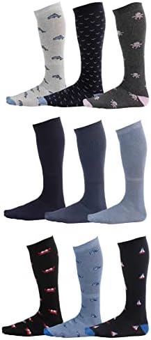 Пјер Хенри Над Чорапите За Теле За Мажи | Памук Над Чорапите За Фустан На Теле | Долгите Чорапи Остануваат нагоре 12+ час| Двојна Удобност Еластични