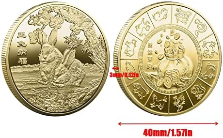 2 ПАРЧИЊА Кинески Хороскопски Зајачки Комеморативни Монети, 2023 Кинески Новогодишни Хороскопски Зајачки Монети, Хороскопски Зајак Среќна