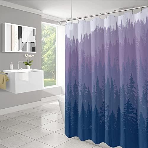 Артмом Омбре виолетова шумска туш завеса со 12 куки-тродимензионално ткаени ткаенини за туширање на ткаенини за бања и кади, 72 x72
