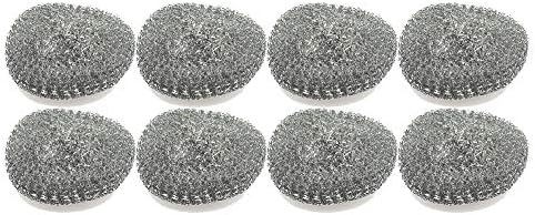 Wireица не'рѓосувачки челик сунѓер метална четка - пакет од 8 - метални влошки за чистење на волна за чистење за чистење на садови за тенџере