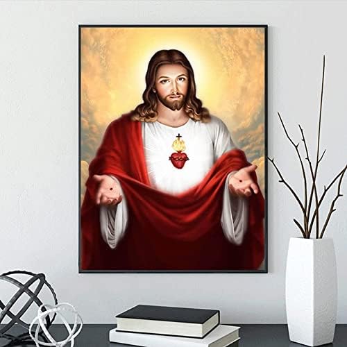 DIY 5D Дијамантски комплети за сликање за возрасни, целосна вежба дијамантска сликарство по број Исус Христос Исус Свето срце на Исус религиозни