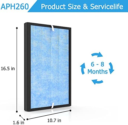 Vegebe APH260 & APH320 2-Pack H13 HEPA филтер за замена за прочистувач на воздухот, компатибилен со Airtheal APH260 и APH320, 3-во-1