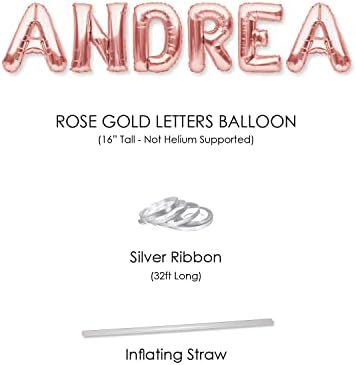 Забава засекогаш Андреа Балон Банер Голем 16 Инчен Розово Злато Фолија Балони Букви Име За Жени И Девојки Украси За Роденденски Забави