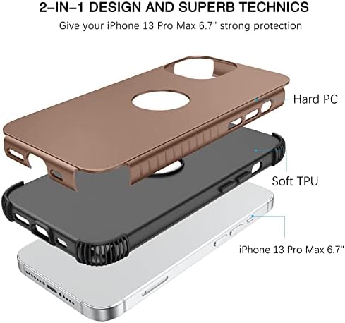 Бентобен iPhone 13 Pro Max Случај, Телефон случај iPhone 13 ProMax 6.7, Тешки 2 во 1 Целосно Тело Солиден Удар Отпорни Заштита