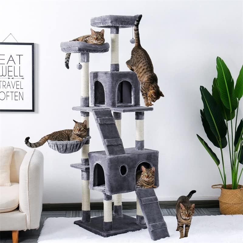 Мулти-Ниво Мачка Дрво За Мачки Со Пријатни Костуми Стабилна Рамка За Качување Мачка Играчки За Гребење
