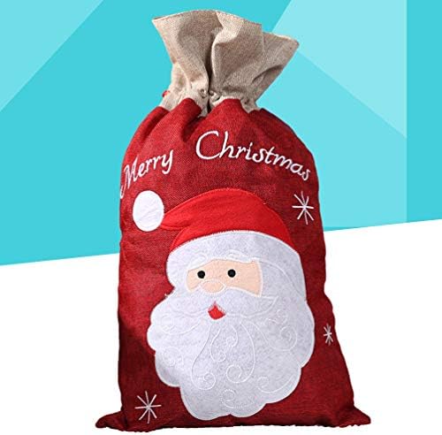 Нуобести Божиќни Ленени Чанти Вреќа За Подароци Врвки За Влечење Дедо Мраз Божиќ Добри Торби За Подароци За Кујнски Апарати