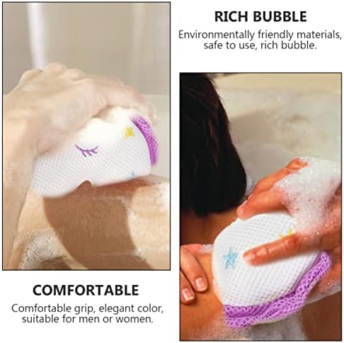 Frcolor Girl Toys 2 парчиња туш лице Слабено и нето мажи смирувачки за меурчиња чистење сунѓери за пенење на кожата Детска дизајн: