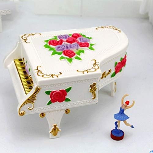 FBVCDX бела пијано музичка кутија предводена светла музичка кутија за накит ротирачки балет девојки музички бокс роза музичка кутија