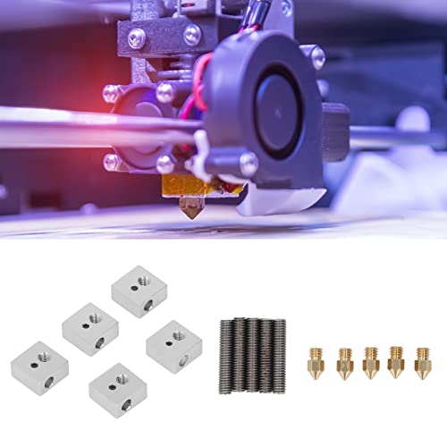 FTVOGUE 15PCS 3D печатач комплет за млазници за грло Грејно блок комплет за MK8 3D печатач, додатоци за 3Д печатач