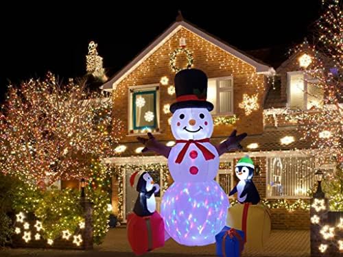 Декорации за надувување на Божиќни снежни производи, украси на отворено Божиќни украси за украси, снежен човек со пегуни и кутии за