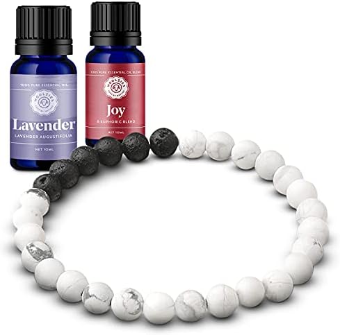 Woolzies Lava Rock Aromatherapy Diffuser нараквица | Вклучително нараквица од лава камена мониста + есенцијални масла од лаванда и радост 10