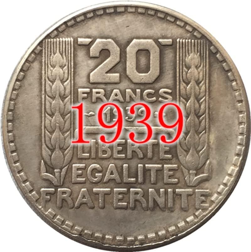 3 различни датум француски Монети Чист Бакар Сребрена Позлатени Антички Сребрен Долар Монета Занаети може Да Удар