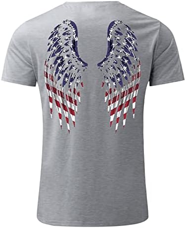 XXBR Денот на независноста маици со кратки ракави за мажи, летно крило печати тенок фит екипаж за основни обични патриотски врвови
