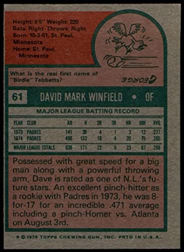 1975 Топс Бејзбол 61 Дејв Винфилд одличен од картички на Микис