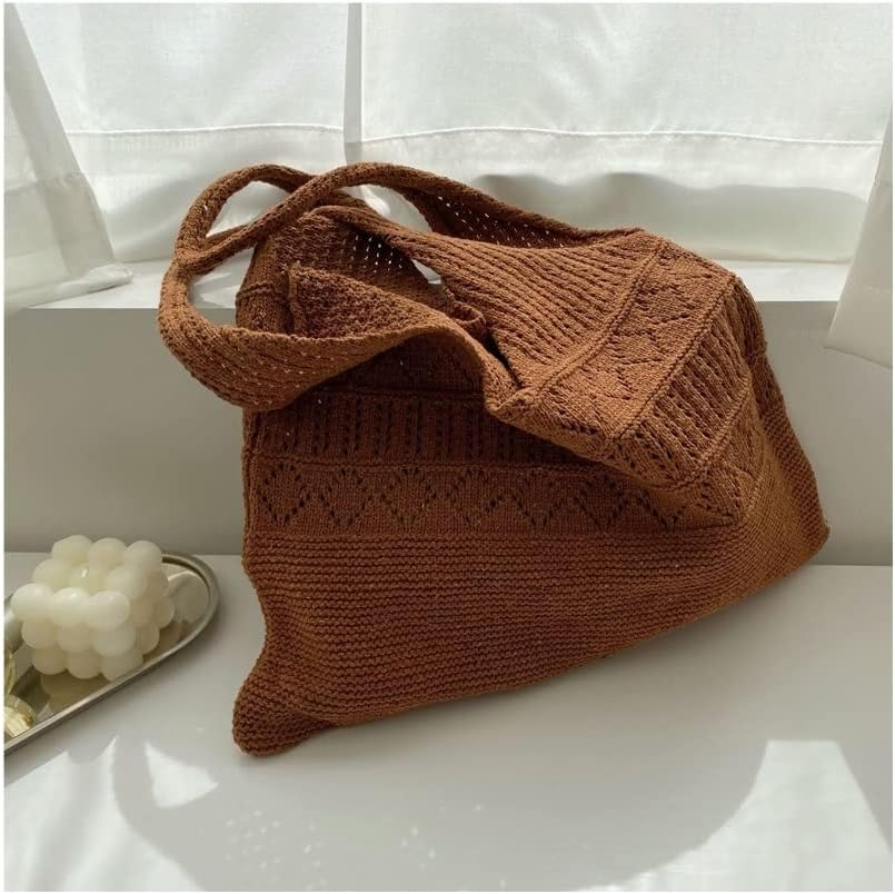 Lsdjgdde Femaleенски мека плетење цврста боја тота торба жени мека капчиња плетенка за шопинг со врвна чанта