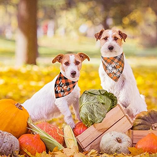 Ноќта на вештерките Денот на благодарноста куче бандани есен кучен кутре бандана карирана реверзибилна кучиња триаголник со додатоци