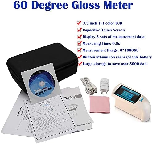 Прецизен единечен агол од 60 степени сјајно мерач Glossmeter NHG60 опсег од 0 до 1000gu со TFT капацитивен екран на допир за мермер за обложување