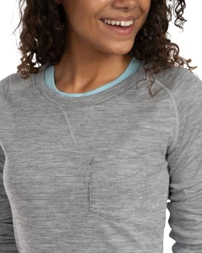 Мерино волна женска маичка - џеб на вратот на екипажот - про -плетена средна тежина