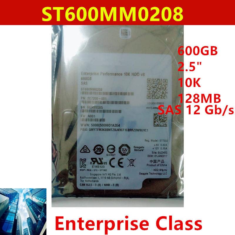 HDD за 600 GB 2,5 SAS 12 GB/S 128MB 10000RPM за внатрешен HDD за класа на претпријатија HDD за ST600MM0208