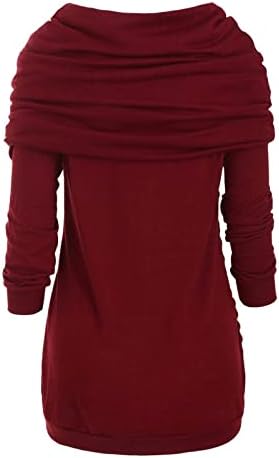 Women'sенски кабел плетен џемпер o-врат со долг ракав цврсти шишиња асиметрични врвови на џемперите секси џемпери