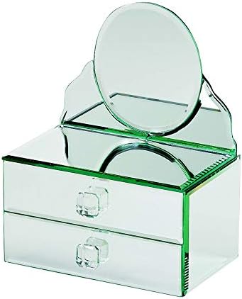 Современ Дом Живеење 8 Кутија За Накит Од Бело Стакло Со Овално Огледало