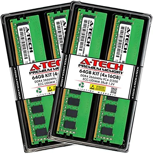 A-Tech 64gb Комплет Меморија RAM МЕМОРИЈА За Supermicro X11SCA-W-DDR4 2666MHz PC4-21300 ECC Unbuffered UDIMM 2rx8 1.2 V-Сервер