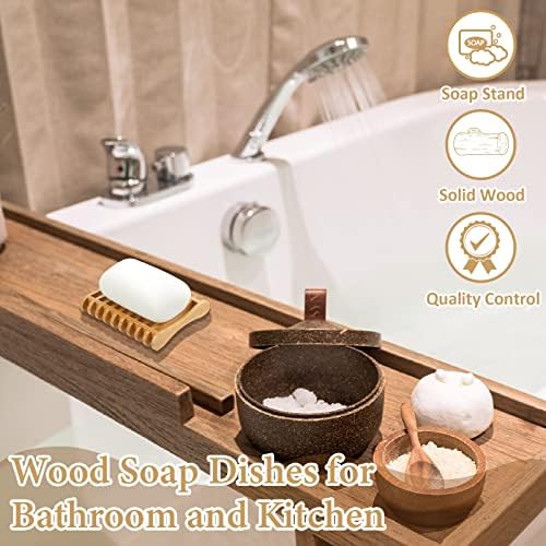 3 парчиња бамбус сапуни сапуни самостојно одводнување дрвени сапуни садови дрвени сапуни држачи за сапун сунѓер за сунѓер бања тоалет
