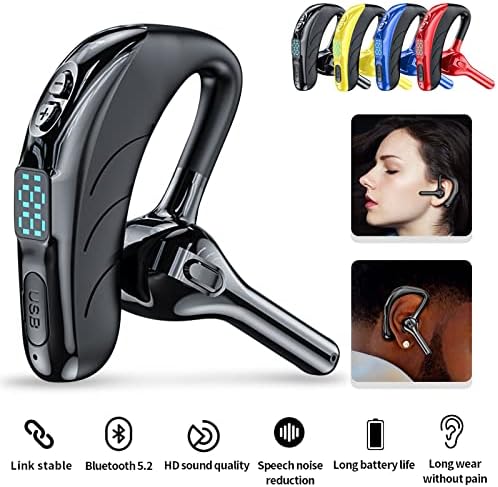 Слушалница за единечни уши Charella 9QA со MIC Bluetooth 5 2 LED на слушалки LED дисплеј водоотпорен слушалки безжични слушалки
