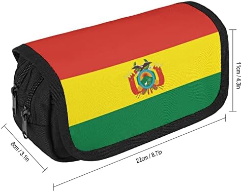 Боливија знаме со молив со молив за куќиште со пенкало рачен организатор за шминка, голем капацитет торба козметички преносен подарок за канцелариски