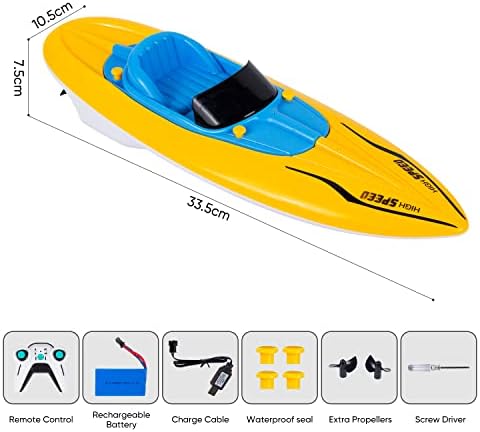 RC брод за базени и езера, играчка со далечински управувач со 2,4 GHz за дете, 20 км на време со голема брзина на базен играчки со батерија