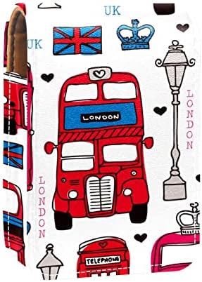 Лондон Љубов ВЕЛИКА БРИТАНИЈА Автобус Мала Футрола За Кармин Со Огледало За Чанта, Издржлив Држач За Козметичка Шминка Од Кожа,
