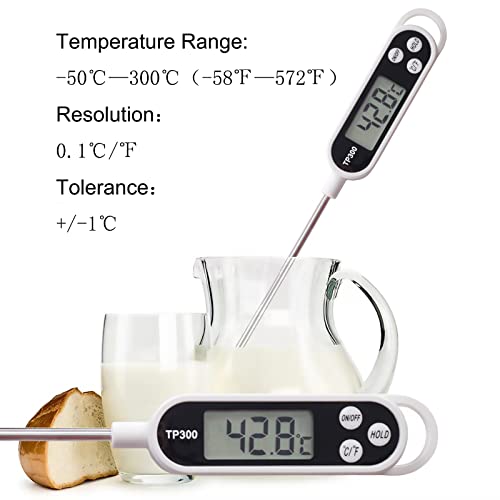 ГЕМГИМИ 2 Пакувајте Термометар За Месо, Дигитален Термометар За Брзо Читање Месо Со Долга Сонда, Термометар За Пржење За Течности,Млечен