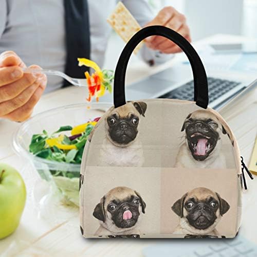 Изолирана торба За ручек Жени-Слатко Кученце Од Мопс Големи Кутии За Ручек Отпорни на Истекување со ремени за рамо За работно