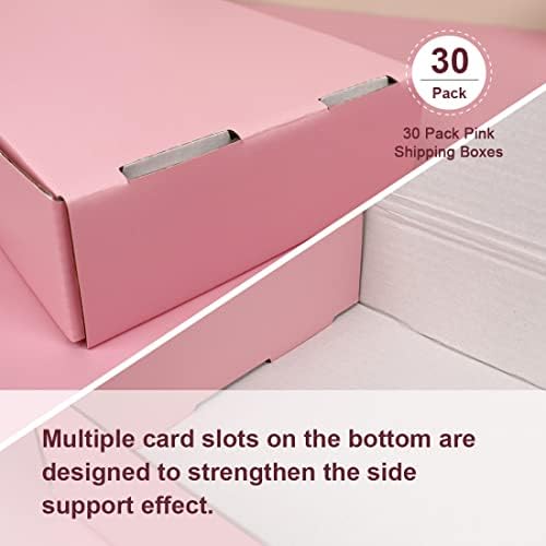 Ougebox пакет од 30-9x6x2 инчи кутии за испорака за мал бизнис, розови картонски брановидни кутии за пошта за испорака пакување занаетчиски