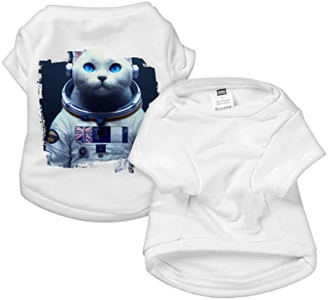 Маица за кучиња за астронаути за мачки - кул кошула за кучиња - графичка облека за кучиња - бела, XL