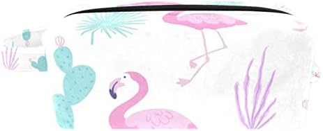 Тбуобт Торба За Шминка Патент Торбичка Патување Козметички Организатор За Жени И Девојки, Фламинго Палма Лист Кактус Тропски