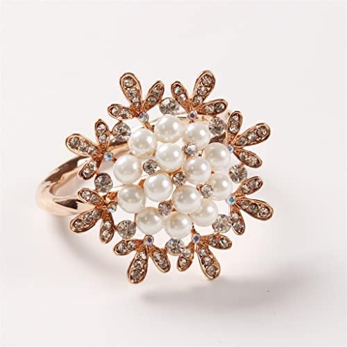 Lyе прстени од салфетка од 12 парчиња, шампањски дијамантски бисерни салфетки прстени корејски стил метални позлатени прстени на