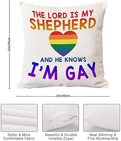 Фрли ја перница покритие Господ е мојот овчар и тој знае дека сум геј перница кутија гордост лезбејски геј ЛГБТК перница покритие рустикален виножито