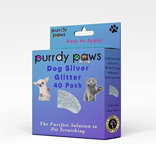 Пурди Шепи 40 Спакувајте Меки Капачиња За Нокти За Канџи За Кучиња Сребрен Сјај Мал
