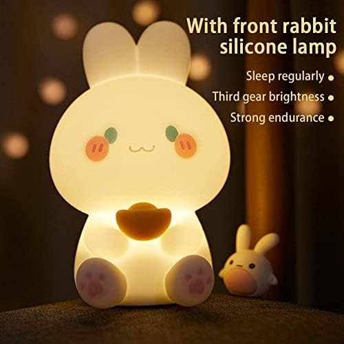 Силиконски зајак силиконски зајак LED ноќен светлосен сензор Шарена маса за ламба за полнење зајаче бебешки ламба деца за спиење Подарок