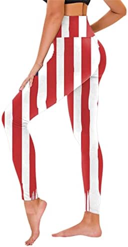4 јули Хеланки За Жени Американско Знаме Јога Хеланки Со Висок Струк Ултра Меко Истегнување Удобни Панталони За Вежбање Џогер